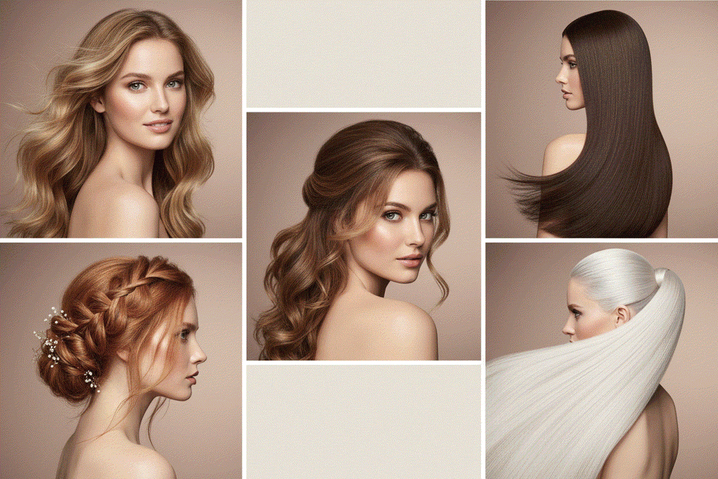 Five stunning hairstyles created with halo hair extensions showcasing versatility and volume