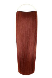 Close-up of straight Syn Halo hair extensions showcasing natural look and lightweight design