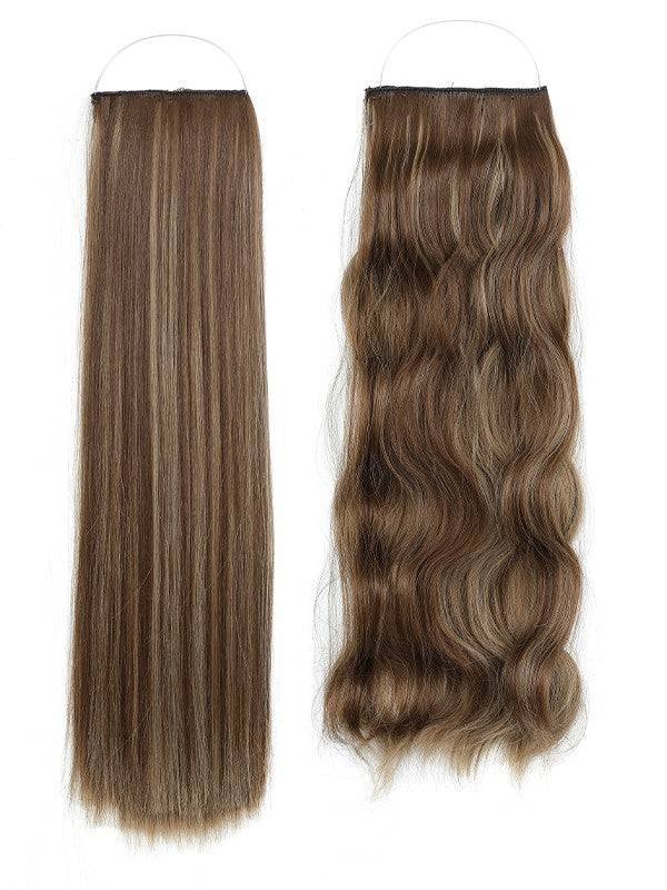 Syn Halo Hair Extensions Duo pack showing straight and wavy Kanekalon hair extensions with spare wires