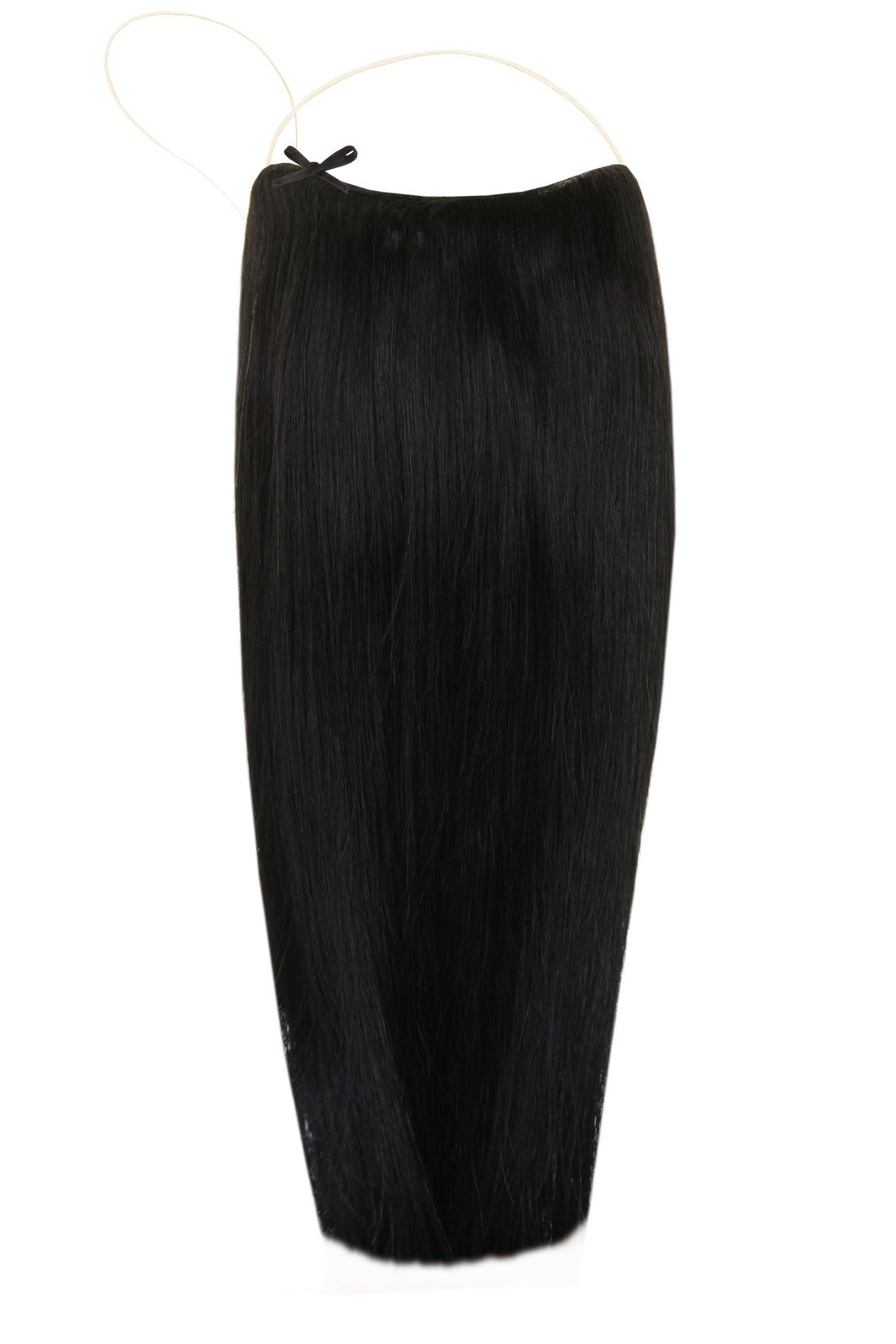 Deluxe Halo Jet Black #1 Hair Extensions with adjustable clear wire and no clips or glue