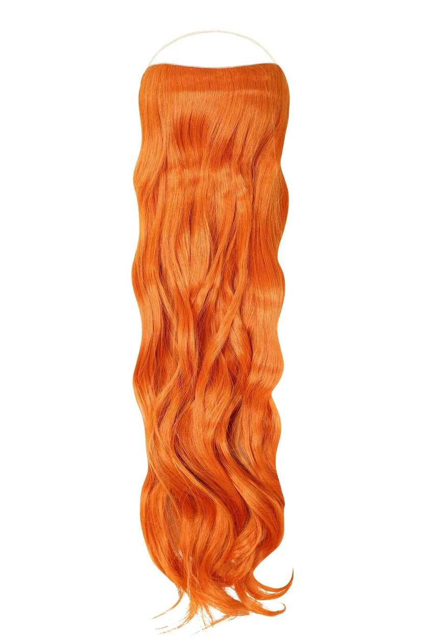 Curly Syn Halo Hair Extensions made from premium Kanekalon synthetic fiber showcasing natural bouncy volume and lightweight comfort