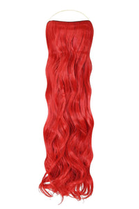 Curly Syn Halo Hair Extensions made from premium Kanekalon, showcasing bouncy, natural-looking curly hair with lightweight and durable design.