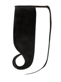 Ponytail hair extensions in jet black #1 made of 100% Indian human Remy hair, lengthening and volumizing ponytails