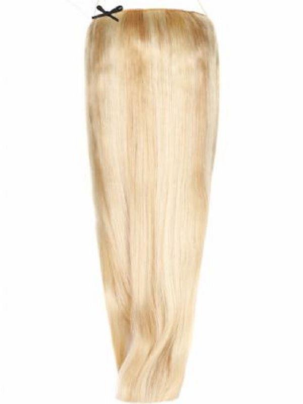 Premium Halo Hair Extensions Mixed #20/60 with adjustable clear wire, no clips, natural finish, 16" and 20" lengths