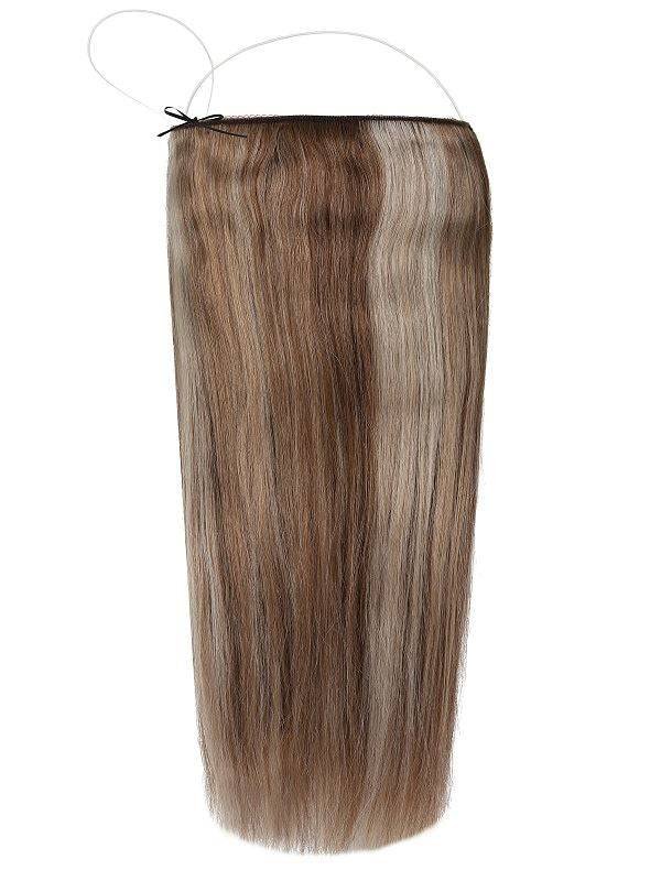 Premium Halo Brondi Beach #7/11 Ash hair extensions with adjustable clear wire and no damage design
