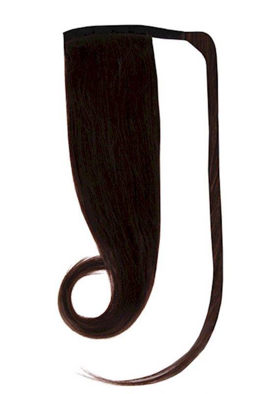 Dark brown #2 ponytail hair extension made from 100% Indian human Remy hair, 20 to 24 inches long