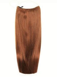 Premium Halo Hair Extensions light brown #6 with adjustable clear wire and no damage to natural hair