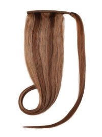 Ponytail hair extensions mixed #4/8 Indian Remy hair 20 to 24 inches length with secure velcro and comb attachment