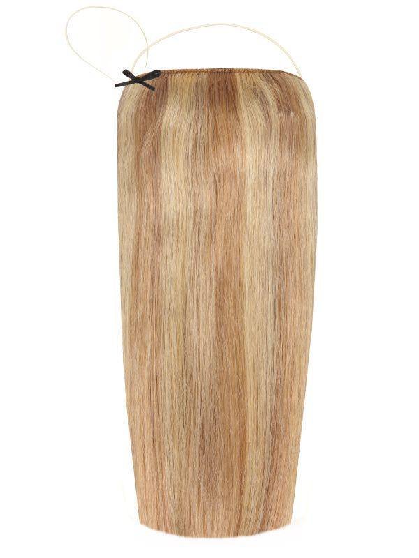 Premium Halo Hair Extensions Bohemian Blonde #17/22 with adjustable clear wire and no-damage design