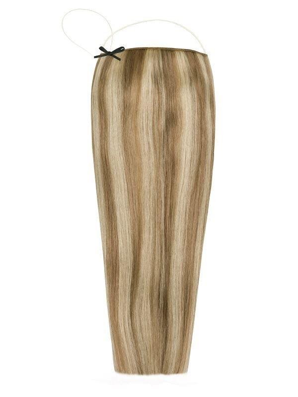 Halo Hair Extensions Mixed #11/24 display with adjustable clear wire and no-damage design