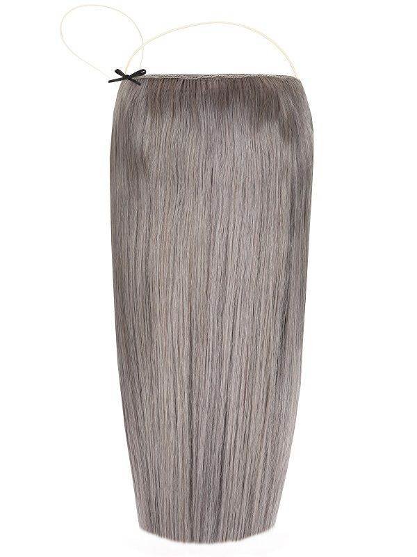 The Halo Grey Hair Extensions with adjustable clear wire for natural, damage-free volume in fine hair
