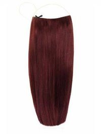 Deluxe Halo Plum #99J Hair Extensions with adjustable clear wire and no-damage design