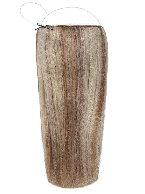 Premium Halo Hair Extensions Champagne Royale #11/60 Ash hair extensions with adjustable clear wire and no-damage design