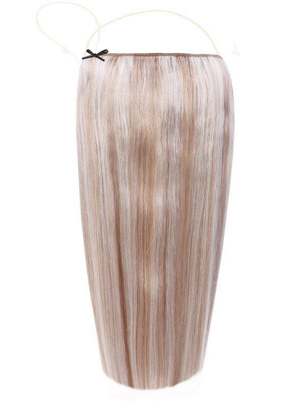 Premium Halo Mixed #17 Ash Blonde Hair Extensions with adjustable clear wire and no-damage design