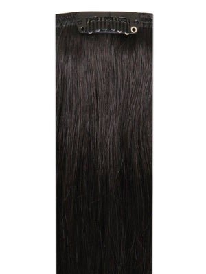 Deluxe Head Clip-In natural black #1B hair extensions with 21 clips, 12 pieces, 100% Indian Remy human hair