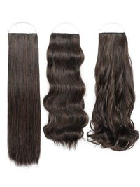 Syn Halo Hair Extensions Trio pack with straight, wavy, and curly styles made from premium Kanekalon fibers
