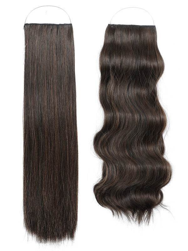Syn Halo Hair Extensions Duo pack with sleek straight and beach wave styles made from premium Kanekalon fibers