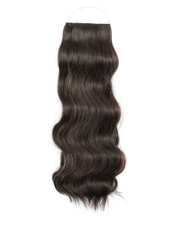 Wavy Syn Halo hair extensions made from premium Kanekalon synthetic fiber providing natural look and lightweight comfort
