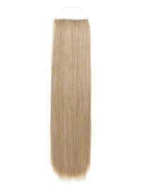 Straight Syn Halo Hair Extensions made from premium Kanekalon, lightweight, natural look, and easy 30-second installation with removable clips.