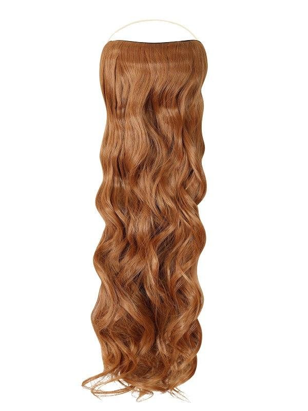 Curly Syn Halo Hair Extensions showcasing natural, bouncy volume and lightweight premium Kanekalon fibers