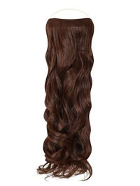 Curly Syn Halo Hair Extensions made from premium Kanekalon synthetic fibers showcasing natural look and bouncy volume.