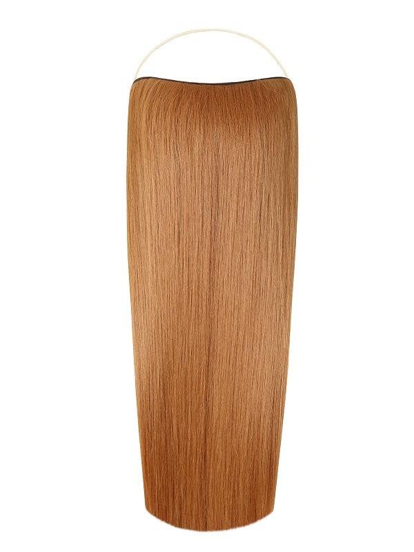 Straight Syn Halo Hair Extensions made from premium Kanekalon, lightweight, natural look, easy 30-second install with hidden wire and removable clips, heat-friendly up to 180°C, available in 36 colors.