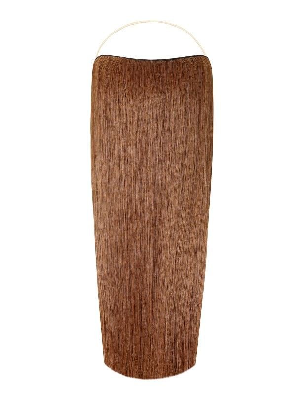 Close-up of wavy Syn Halo hair extensions showing natural texture and shine