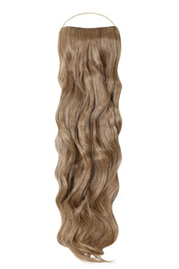 Curly Syn Halo Hair Extensions made from lightweight, durable Kanekalon fiber with natural look and removable clips