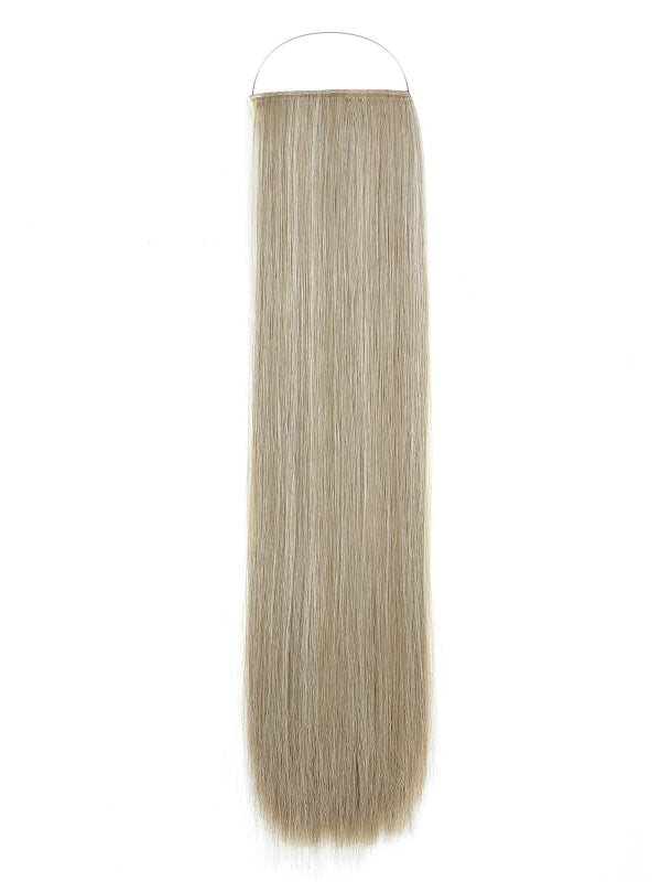 Straight Syn Halo Hair Extensions made from premium Kanekalon, lightweight and natural looking with removable clips and heat-friendly design.