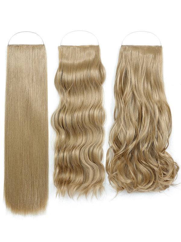 Syn Halo Hair Extensions Trio pack with straight, wavy, and curly styles made from premium Kanekalon