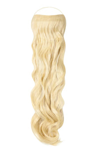 Close-up of Curly Syn Halo Hair Extensions made from premium Kanekalon with natural look and bouncy volume