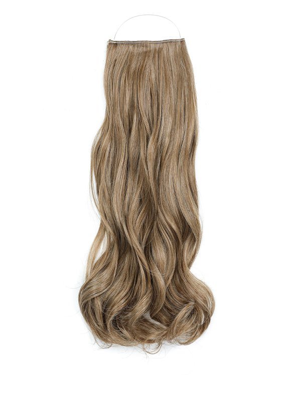 Curly Syn Halo Hair Extensions made from premium Kanekalon synthetic fiber providing natural, lightweight, and durable volume with easy installation and heat styling options.