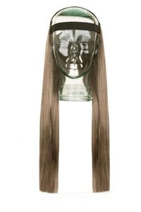 Halo HeadBand Hair Extensions ash brown 11 with black elastic straps and 20-inch Indian Remy hair pieces