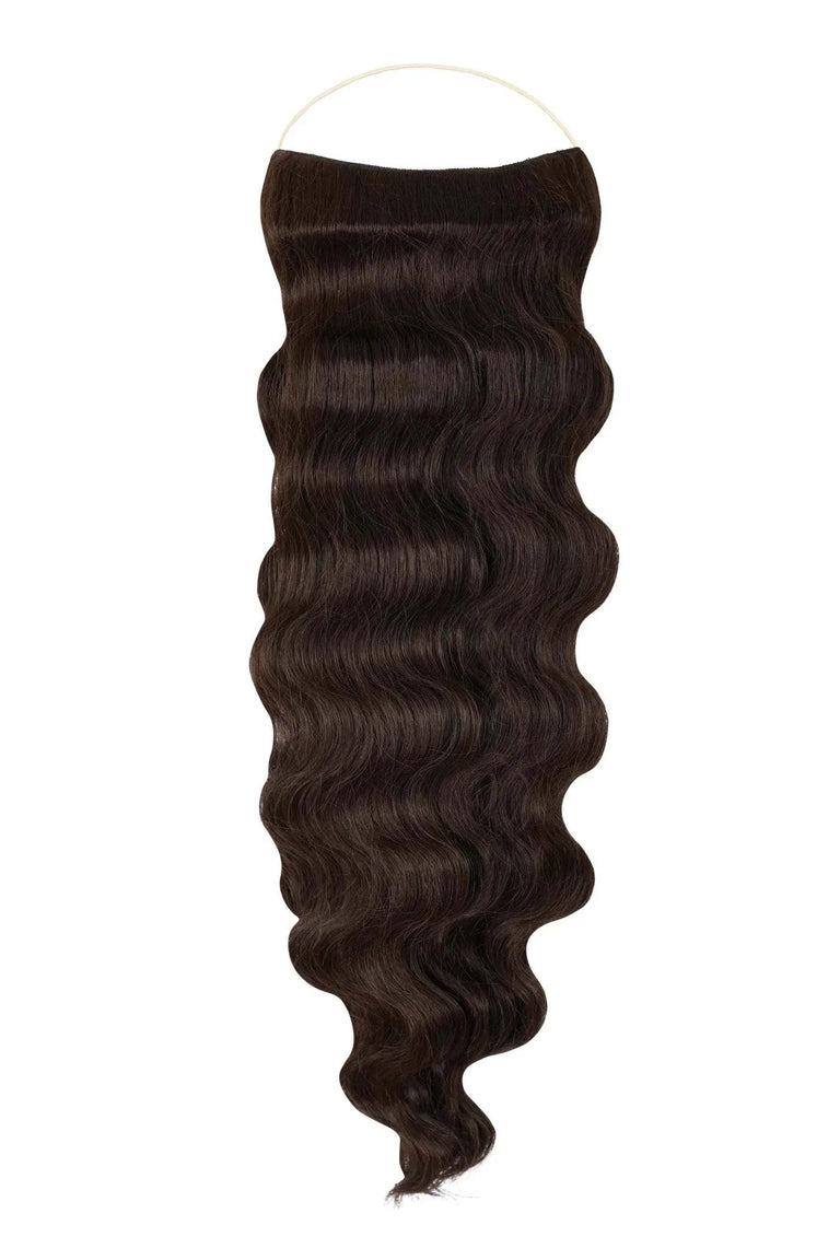 Wavy Syn Halo Hair Extensions made from premium Kanekalon synthetic fibers for natural look and lightweight comfort