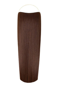 Straight Syn Halo Hair Extensions featuring premium Kanekalon synthetic hair with a natural look and easy 30-second installation.