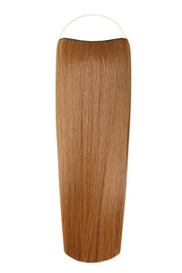 Straight Syn Halo Hair Extensions made from premium Kanekalon synthetic fibers for a natural look and lightweight comfort.