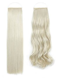 Syn Halo Hair Extensions Duo pack showing sleek straight and bouncy curly styles in premium Kanekalon fibers