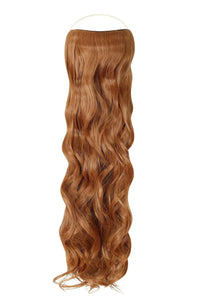 Curly Syn Halo Hair Extensions showing bouncy, natural look with lightweight, durable Kanekalon fibers
