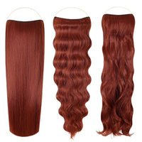 Syn Halo Hair Extensions Trio pack with straight, wavy, and curly styles made from premium Kanekalon fibers