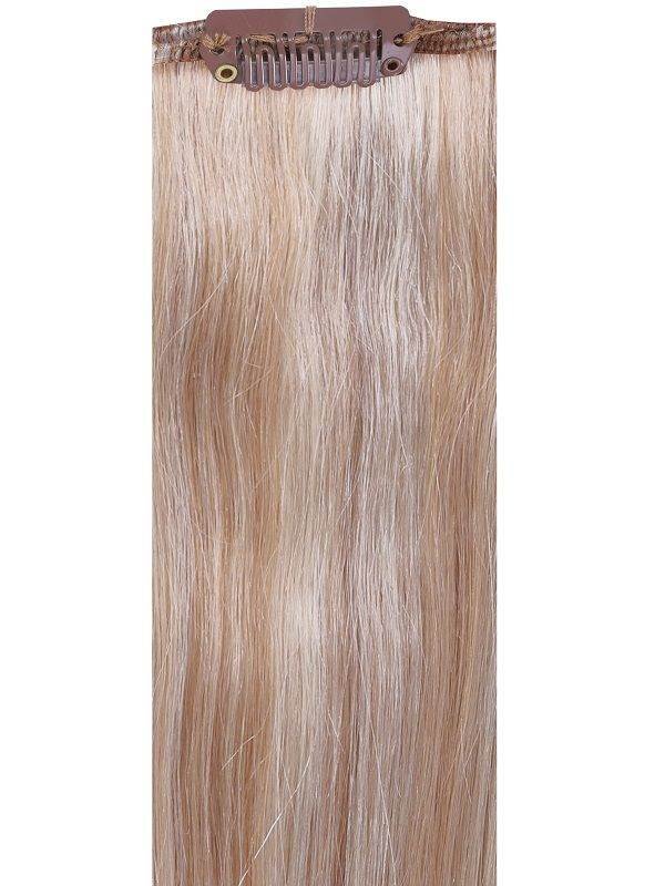 Full head clip-in mixed #17 ash blonde hair extensions with 14 clips and 8 pieces