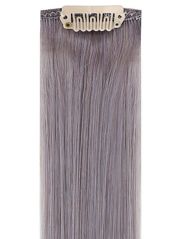 Premium head clip-in grey hair extensions 16 to 24 inches with 28 clips and 100% Indian Remy human hair