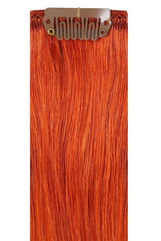 Premium head clip-in hair extensions Inferno 100% Indian Remy human hair with 28 clips and 16 pieces in various lengths and widths