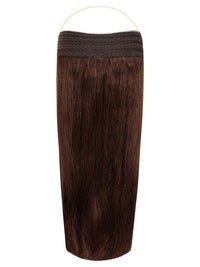Halo Hair Extensions Cocoa Brown #3 with adjustable clear wire and no clips or glue for natural looking finish