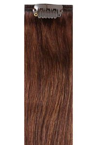 Premium Clip-In Cocoa Brown #3 Indian Remy Human Hair Extensions with 28 Clips