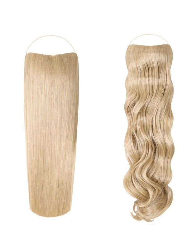 Syn Halo Hair Extensions Duo pack with sleek straight and bouncy curl Kanekalon halos in one box