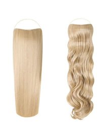 Syn Halo Hair Extensions Duo pack with sleek straight and bouncy curl Kanekalon halos in one box