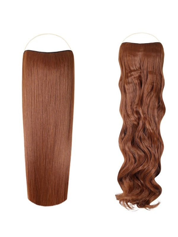 Syn Halo Hair Extensions Duo pack featuring sleek straight and bouncy curly styles made from premium Kanekalon fibers