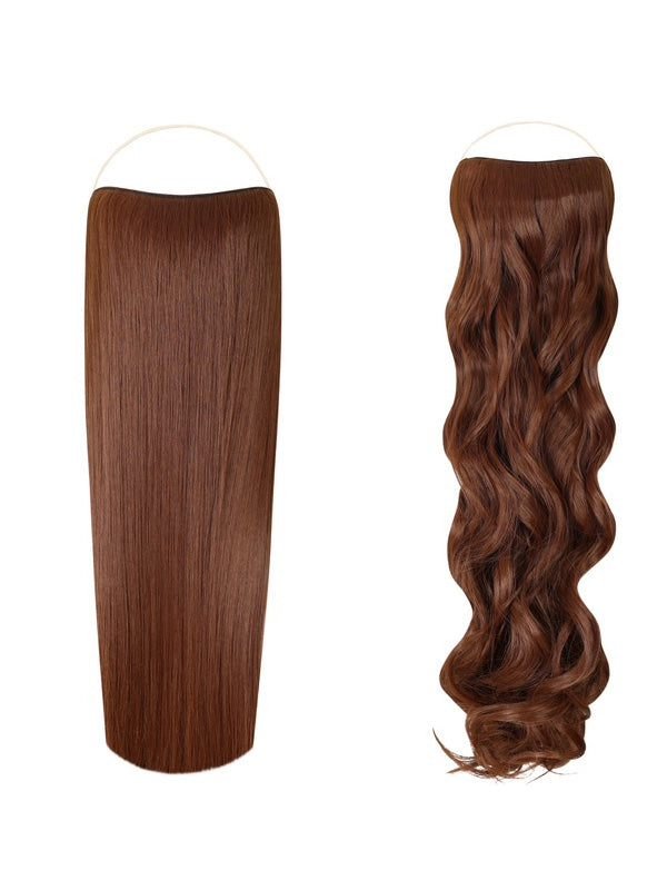 Syn Halo Hair Extensions Duo pack featuring sleek straight and bouncy curly styles with lightweight, natural Kanekalon fibers