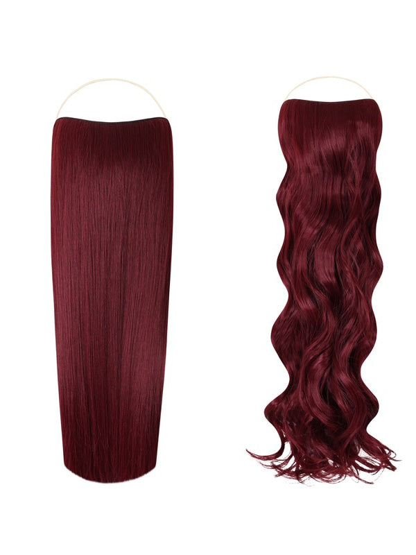 Syn Halo Hair Extensions Duo pack with sleek straight and bouncy curly styles in premium Kanekalon fibers