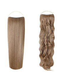Syn Halo Hair Extensions Duo pack with sleek straight and bouncy curly styles made from premium Kanekalon fibers